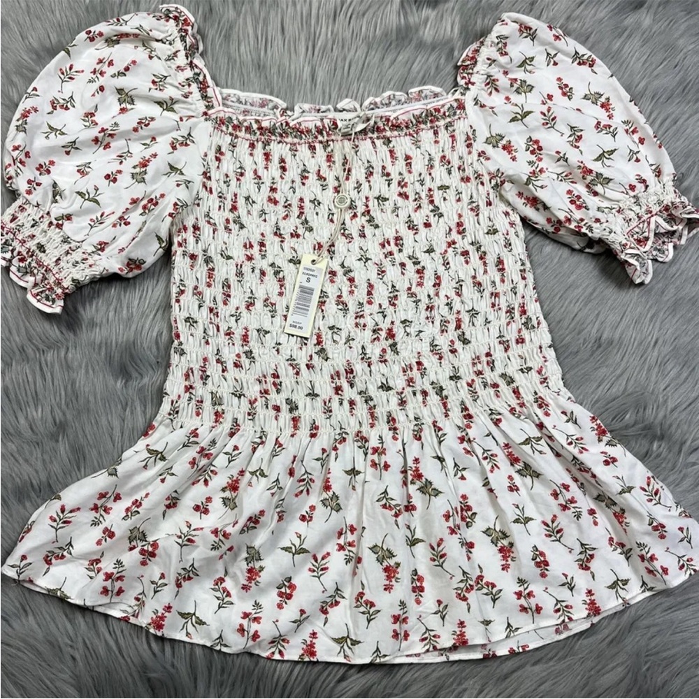 Max Studio Floral Smocked Blouse Size Small